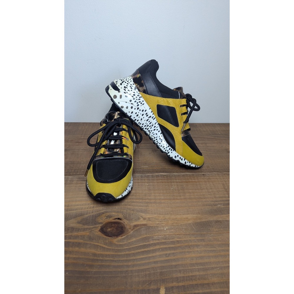 Steve Madden Barra Womens Yellow Black Mixed Animal Print Chunky Sneakers 8.5M